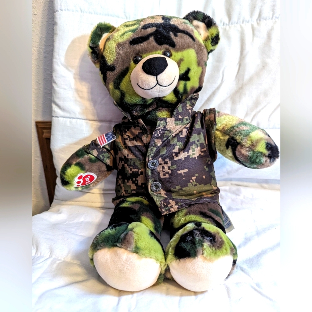 Build A Bear Workshop 18" Camouflage Teddy Bear Soft Plush With Shirt
